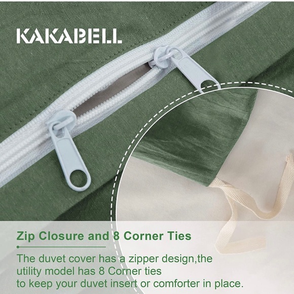 1200TC LUXURY 100% Washed Cotton Linen Duvet Covers 3 Piece Set KAKABELL - Picture 3 of 7